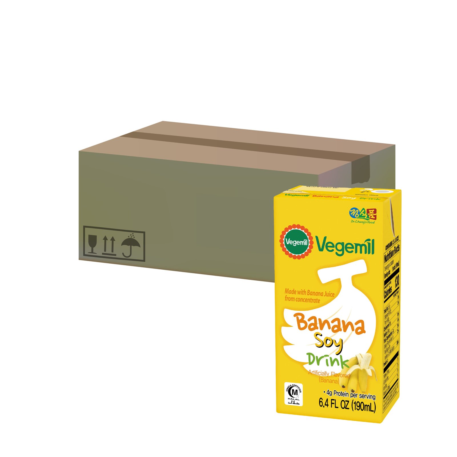 Vegemil Leche Sabor Banana de Soya 190ml 96 pz